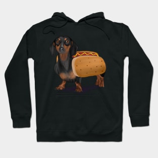 Halloween Wiener Dog Dachshund Hot Dog Costume Drawing Hoodie